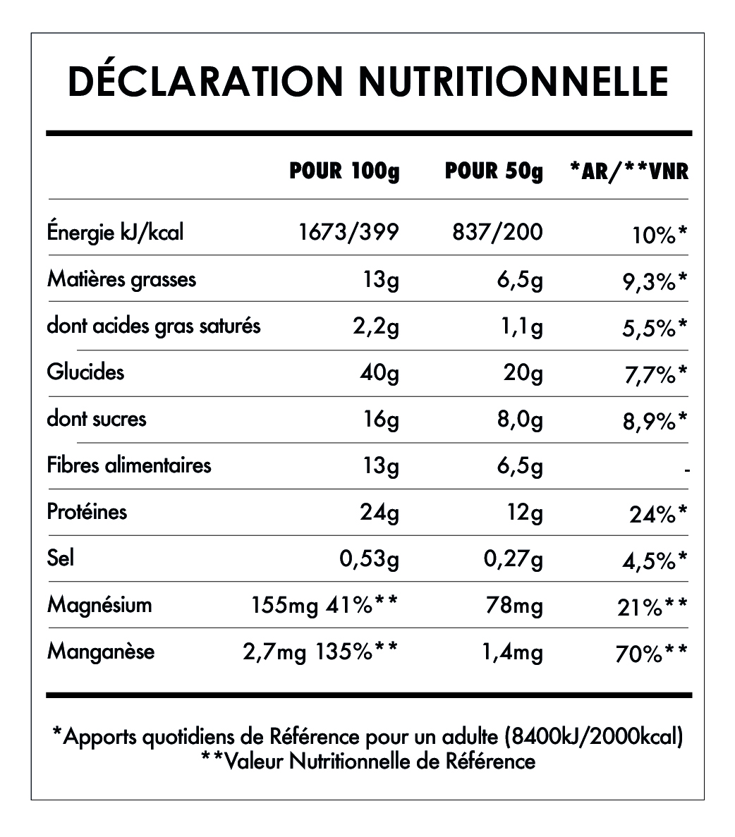 Tabela Nutricional - Mug Cake Extra Protein Peanut Bio